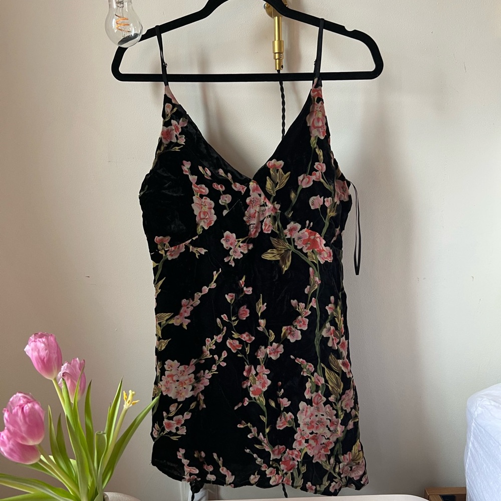Crushed Silk Floral Mini Dress